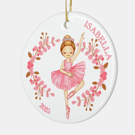 Red-Head Ballerina in Pink  Keramisch Ornament (Links)