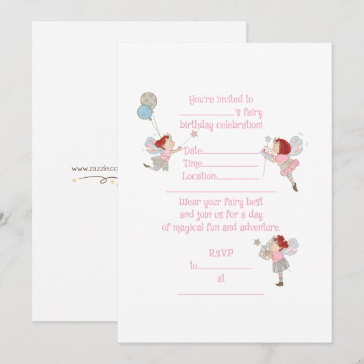 Red Head Fairies verjaardagsuitnodiging Kaart (Voorkant / Achterkant)