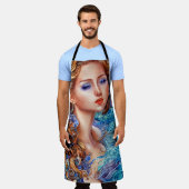 Red Head Goddess Blue Ocean Waves Fantasy Art Schort (Gedragen)