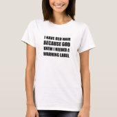 Red Head Hair Warning Label Funny T-shirt (Voorkant)