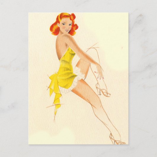 Red Head Pinup Briefkaart (Voorkant)