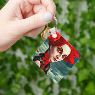 Red Head Poppy Flower Lady fantasie-kunst Sleutelhanger