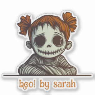 Red Head Zombie met Space Buns Hair Sticker