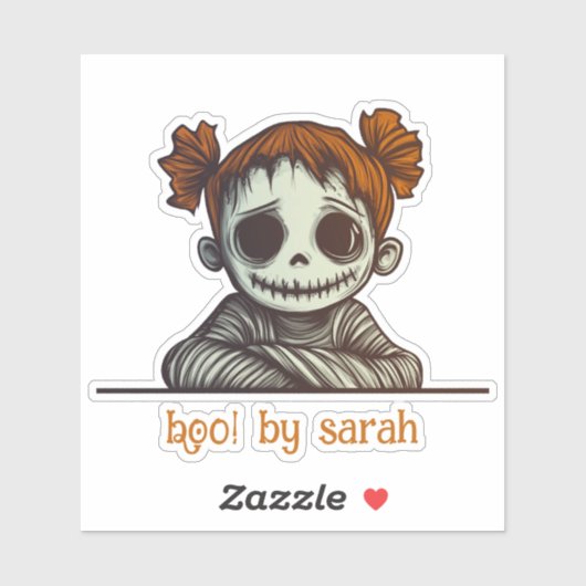 Red Head Zombie met Space Buns Hair Sticker (Vel)