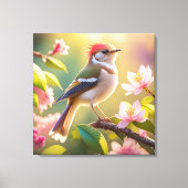 Red Headed Buff Chested Warbler Fantasy Bird Canvas Afdruk (Voorkant)