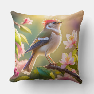 Red Headed Buff Chested Warbler Fantasy Bird Kussen