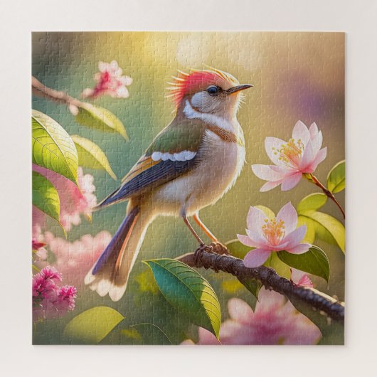 Red Headed Buff Chested Warbler Fantasy Bird Legpuzzel (Verticaal)