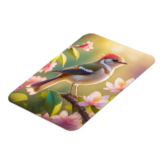 Red Headed Buff Chested Warbler Fantasy Bird Magneet (Linkerzijde)