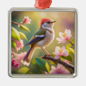 Red Headed Buff Chested Warbler Fantasy Bird Metalen Ornament (Voorkant)