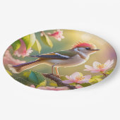 Red Headed Buff Chested Warbler Fantasy Bird Papieren Bordje (Gekanteld)