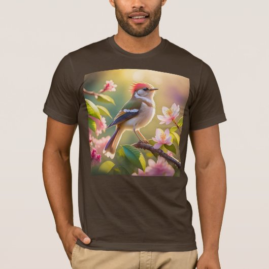 Red Headed Buff Chested Warbler Fantasy Bird T-shirt (Voorkant)