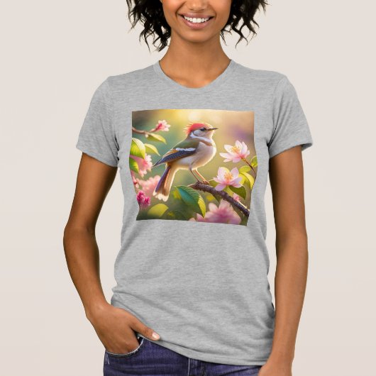 Red Headed Buff Chested Warbler Fantasy Bird T-shirt (Voorkant)
