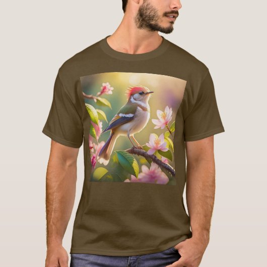Red Headed Buff Chested Warbler Fantasy Bird T-shirt (Voorkant)