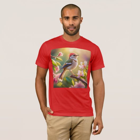Red Headed Buff Chested Warbler Fantasy Bird T-shirt (Voorkant volledig)