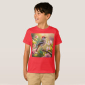 Red Headed Buff Chested Warbler Fantasy Bird T-shirt (Voorkant volledig)