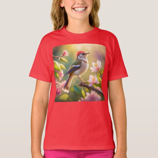Red Headed Buff Chested Warbler Fantasy Bird T-shirt (Voorkant)