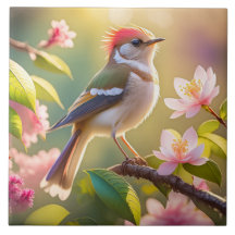 Red Headed Buff Chested Warbler Fantasy Bird