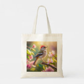 Red Headed Buff Chested Warbler Fantasy Bird Tote Bag (Achterkant)