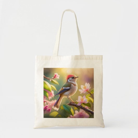 Red Headed Buff Chested Warbler Fantasy Bird Tote Bag (Voorkant)