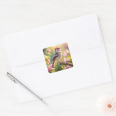 Red Headed Buff Chested Warbler Fantasy Bird Vierkante Sticker (Envelop)