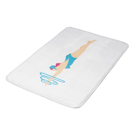 Red Headed Diving Beauty Bath Mat (Gekanteld)
