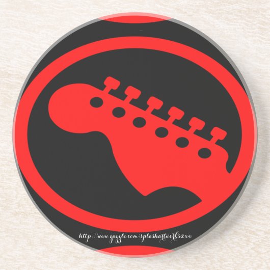 "Red Headed Guitar" Zandsteen Onderzetter (Voorkant)