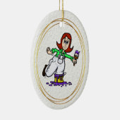 Red Headed of Auburn Vrouw House Painter Ornament (Rechts)
