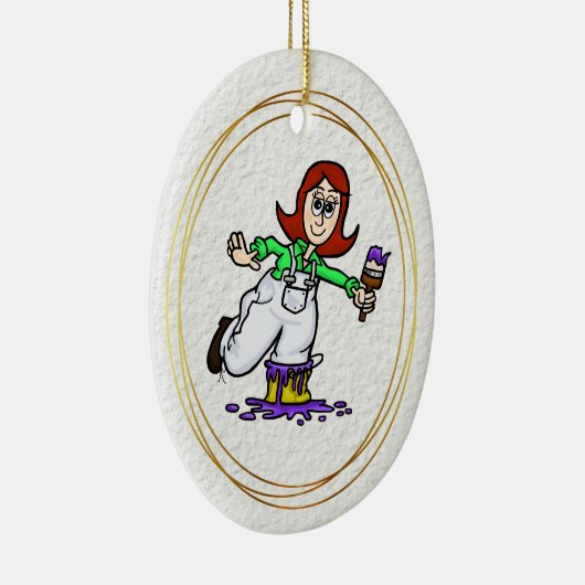 Red Headed of Auburn Vrouw House Painter Ornament (Rechts)