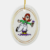 Red Headed of Auburn Vrouw House Painter Ornament (Voorkant)