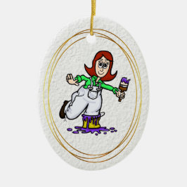 Red Headed of Auburn Vrouw House Painter Ornament