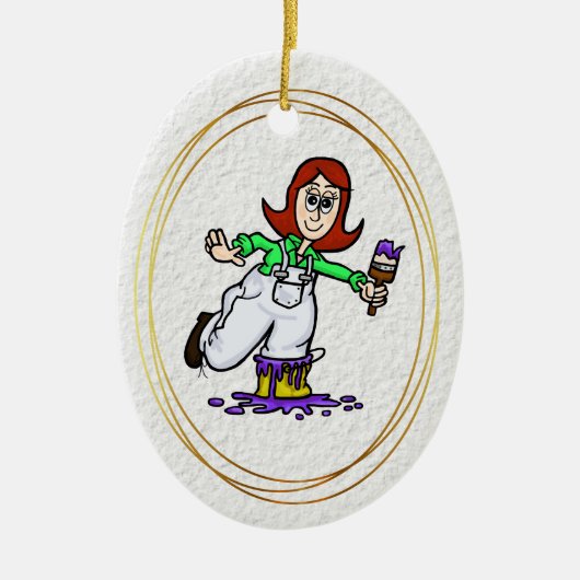 Red Headed of Auburn Vrouw House Painter Ornament (Voorkant)