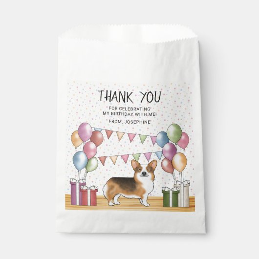 Red Headed Tri Pembroke Corgi Verjaardag Bedankt Bedankzakje (Voorkant)