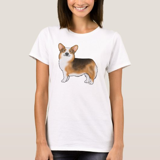 Red Headed Tri Pembroke Welsh Corgi Cartoon Dog T-shirt (Voorkant)