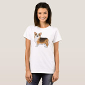 Red Headed Tri Pembroke Welsh Corgi Cartoon Dog T-shirt (Voorkant volledig)