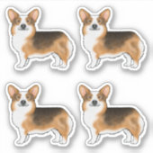 Red Headed Tri Pembroke Welsh Corgi Cartoon Dogs Sticker (Voorkant)