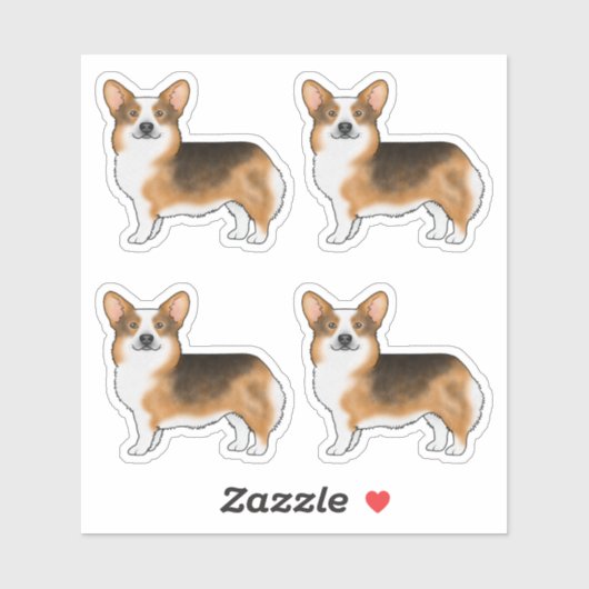 Red Headed Tri Pembroke Welsh Corgi Cartoon Dogs Sticker (Vel)