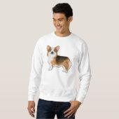 Red Headed Tri Pembroke Welsh Corgi Dog Drawing Trui (Voorkant volledig)