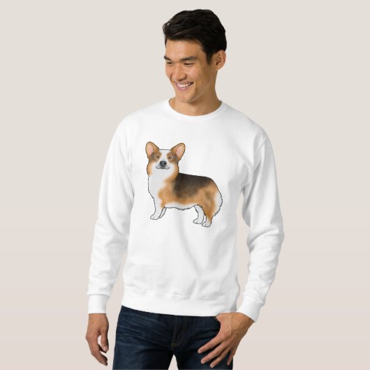 Red Headed Tri Pembroke Welsh Corgi Dog Drawing Trui (Voorkant volledig)