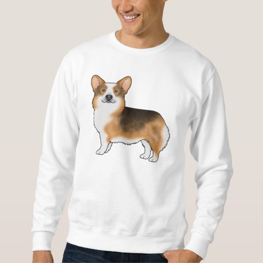 Red Headed Tri Pembroke Welsh Corgi Dog Drawing Trui (Voorkant)