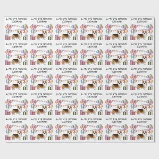 Red Headed Tri Pembroke Welsh Corgi Happy Birthday Cadeaupapier (Vlak)