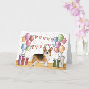 Red Headed Tri Pembroke Welsh Corgi Happy Birthday Kaart
