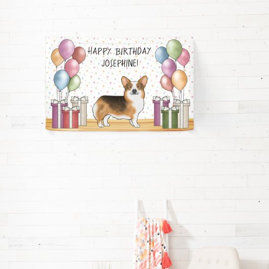 Red Headed Tri Pembroke Welsh Corgi Happy Birthday Spandoek (Insitu)
