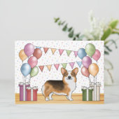 Red Headed Tri Pembroke Welsh Corgi Leuke verjaard Kaart (Staand voorkant)