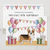 Red Headed Tri Pembroke Welsh Corgi Leuke verjaard Kaart (Voorkant / Achterkant)