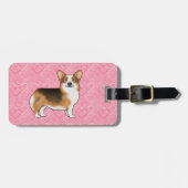 Red Headed Tri Pembroke Welsh Corgi Love Pink Bagagelabel (Voorkant horizontaal)