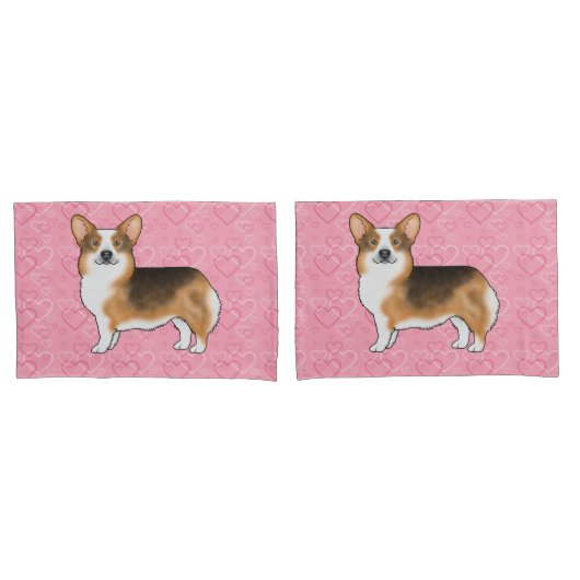 Red Headed Tri Pembroke Welsh Corgi Love Pink Kussensloop (Voorkant-Set)