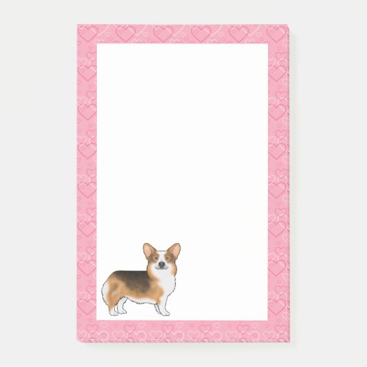 Red Headed Tri Pembroke Welsh Corgi Love Pink Post-it® Notes (Voorkant)