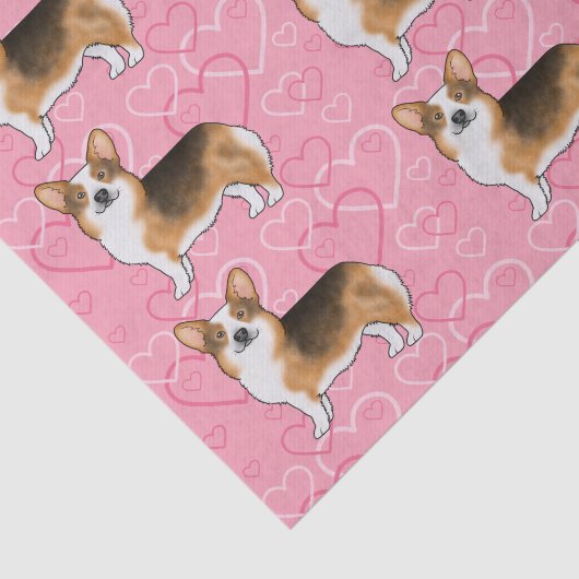 Red Headed Tri Pembroke Welsh Corgi Love Pink Tissuepapier (Detail)