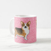Red Headed Tri Pembroke Welsh Corgi Pink Hearts Koffiemok (Voorkant links)
