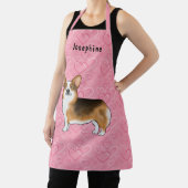 Red Headed Tri Pembroke Welsh Corgi Pink Hearts Schort (Insitu)